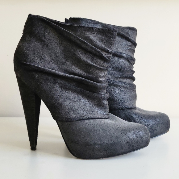 Elizabeth and James Reese High Heel Scrunch Suede Leather Booties Boots 6.5 36.5 - Picture 7 of 9